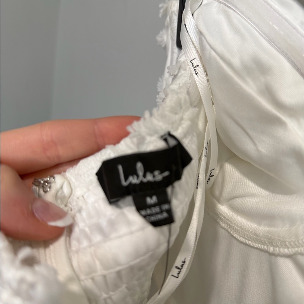 Lulu's Quite Perfect Floral Embroidered Strapless Midi Dress white - Picture 4 of 5